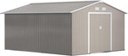 Outsunny 11' x 13' Outdoor Storage Shed, Garden Tool Metal Shed with Foundation Kit, Double Lockable Door, Air Vents and Sloping Roof, for Backyard, Patio, Lawn, Light Gray