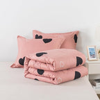 Love Pattern Girls Pink Comforter Set Twin Size, Cameo Brown Cute Love Heart Print Sexy Comforter Bedding Set for All Seasons, Geometric Soft Microfiber Comforter Set with Pillowcase