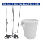 SPARTA Bronco 10 Gallon Trash Can, Thick Polyethylene Bin, NSF Certified Waste Container with Top Handles, Bottom Handholds, Reinforced Base and Stackable, LLDPE, 10 Gallon, White (Pack of 6)