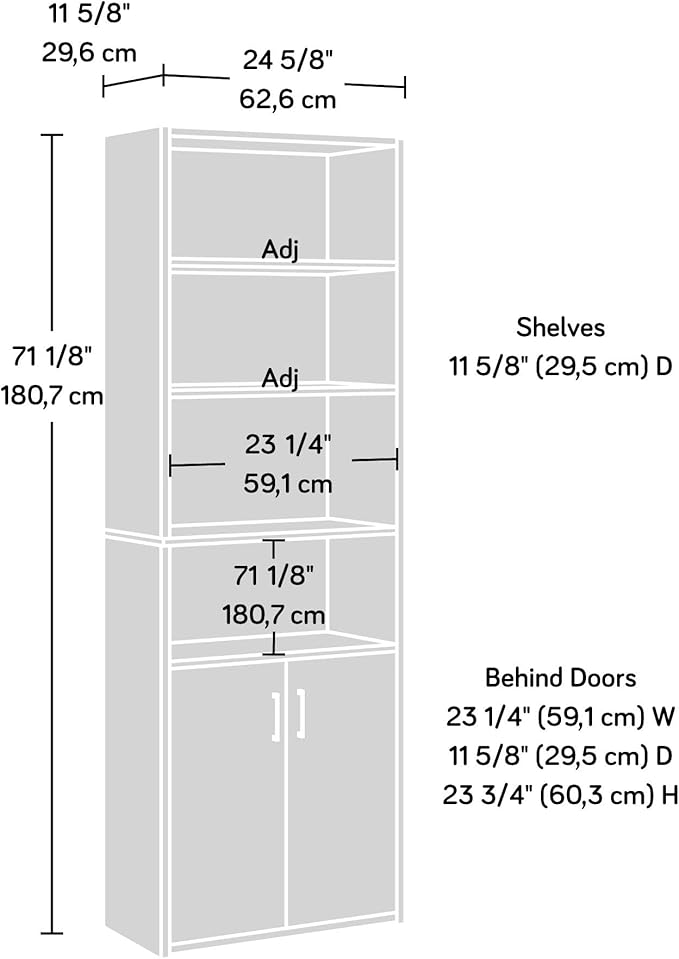 Sauder Beginnings Bookcase With Doors/ Book shelf, Summer Oak finish