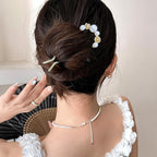 Lawie 10 Pack Cute Flower Butterfly U Shaped Gold Metal Hair Fork Pins Curved Chopsticks for Hair Sticks with Dangles French Hair Pins Bun Holder Decorative Hair Accessories for Women Girls (Gold A)