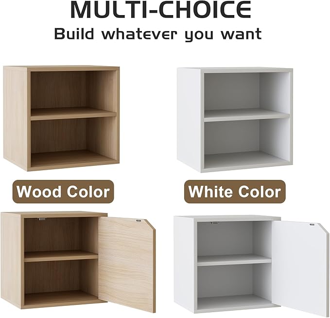 Storage Cube 2 Tires Natural Stackable Storage Shelf, Cubby Organizer Wooden Display Shelf Closet Organizer,Modern Cubical Bookcase Compact Storage Cabinet for Living Room Bedroom Office