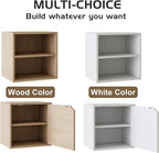 Storage Cube 2 Tires Natural Stackable Storage Shelf, Cubby Organizer Wooden Display Shelf Closet Organizer,Modern Cubical Bookcase Compact Storage Cabinet for Living Room Bedroom Office