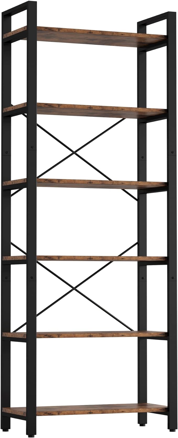 IRONCK Bookshelf 6-Tier Ladder Shelf 110lbs/shelf Display Shelf Vintage Industrial Style Bookcase for Home Office, Living Room