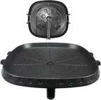 Korean Style Square Grill Pan with Maifan Coated Surface,Non-stick Smokeless Barbecue Stovetop Plate for Indoor Outdoor BBQ