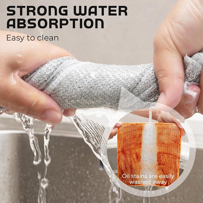 GLOCALL Multipurpose Wire Dishwashing Rags for Wet and Dry, 2024 New Non-Scratch Wire Dishcloth Scrubbing Wire Dishwashing Rag, Reusable Metal Wire Dishwashing Cloth for Home Kitchen Cooktop (20)