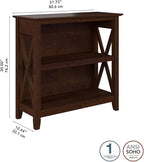 Bush Furniture Key West Small 2 Shelf Bookcase in Bing Cherry