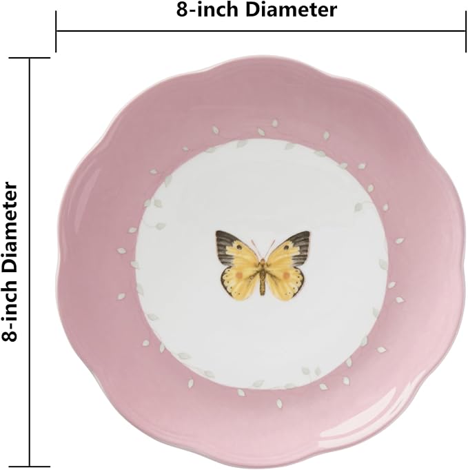 Lenox Dessert Plate Set, Lenox Butterfly Meadow Colors Collection 4-Piece Dessert Porcelain Plates Set, Service For 4, Dishwasher & Microwavable Plate, Small Plates, Home And Dining(Assorted, 4 Piece)