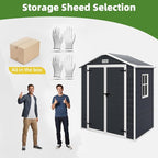 6x4.4FT Outdoor Storage Shed, Resin Shed with Reinforced Floor & Secure Door Lock, All-Weather Outdoor Shed for Gardening Tools, Bicycles, Patio Furniture, Lawn Mower (Dark Gray)