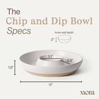 MORA Ceramic Chips and Dip Serving Tray: Large Divided Party Bowl Set for Chips & Salsa, Veggies & Dip, Fruit, Snacks, Entertaining, Hosting, etc. Minimalist Design for the Modern Hostess - Nebula