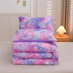 Holawakaka Tie Dye Constellation Print Ombre Comforter Set Full Size Girls Boys Gradient Galaxy Bedding Set (Purple,Full)