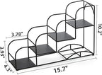 Noamus 4-Tier Syrup Bottle Holder, Iron 4 Compartment Bottle Organizer Rack, 16" Countertop Display Storage Shelf Bottle Stand, Metal Coffee Bar Organizer for Dressing, Wine, Juice, Kitchen, Black