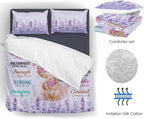 Girls Purple Comforter Sets Queen Size for Girls, Pretty Blonde Girls Love Purple Floral Quilt Bedding Sets for girls Bed in A Bag Comforter Set with 2 Pillowcases