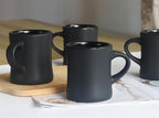 harebe Retro Coffee Mugs Set of 4, 10 OZ Heavy Classic Ceramic Diner Cups Set with Handle for Coffee, Tea, Cocoa, Milk, Latte（Black）