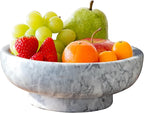 Natural White Marble Bowl with Grey Veins Large Decorative Bowl for Home Decor，Entryway, Fruit Display, Key Holder, Centerpiece (10.2" Diameter)