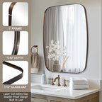 ANDY STAR Bronze Bathroom Mirror, 24x32 Oblong Vanity Mirror with Stainless Steel Metal Frame, Oil Bronze Oval Mirror for Over Sink, Modern Anti Rust Wall Mounted