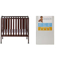 3 in 1 Portable Folding Stationary Side Crib with Dream On Me 3 Portable Crib Mattress, White