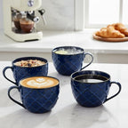 24 oz Large Coffee Mug, Ceramic Coffee Mugs with Handles, Set of 2, Blue | Coffee Mug for Hot Chocolate, Cappuccino, Soup, Oatmeal, Ramen, Microwave & Dishwasher Safe, Coffee Cups Large Soup Bowl