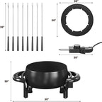 Sunvivi 3 Quarts Electric Fondue Pot Set for Cheese & Chocolate,Temperature Control, 8-Color Coded Forks, for Cheese, Chocolate, Hot Oil, Broth