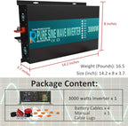 WZRELB 3000W 12VDC to 120VAC Pure Sine Wave Solar Power Inverter Homeuse Car Inverter