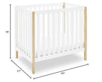 Delta Children Gio Mini Crib with 2.75" Mattress Included, Bianca White/Natural