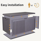 KUIKUI 130 Gallon Deck Box Waterproof, Pool Storage Box, Outside Resin Deck Box for Patio Cushions, Garden Tools and Sports Pools Equipment