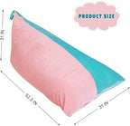 Stuffed Animal Storage Bean Bag Chair Cover, Velvet Pink Lake Blue Plush Toy Storage Stuff and Sit Seat for Kids/Teens/Adults, 52" x 31" Extra Large Triangle Floor Sofa, 200L/52Gal, Cover Only