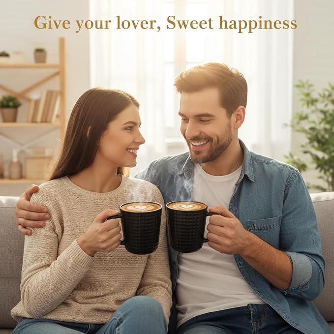 Large Coffee Mug, 20 oz Ceramic Coffee Cup with Handle, Black | Coffee Mug for Office & Home, Latte Cocoa, Microwave & Dishwasher Safe, Lead-Free, Wedding & Housewarming Gift