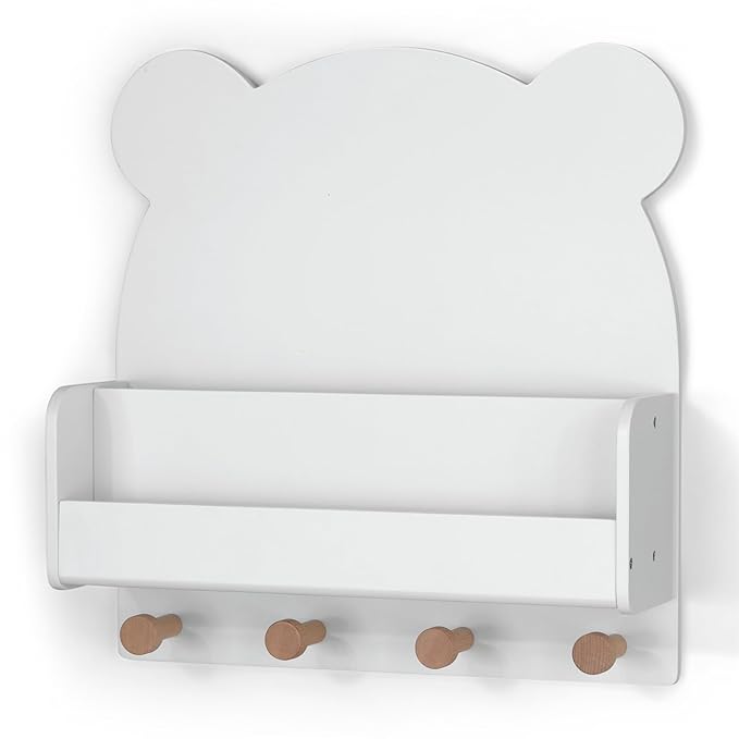 Delta Children babyGap Charlie 6-in-1 Convertible Crib + Brannan Bear Bookcase with Bins + Brannan Bear Wall Shelf with 4 Hooks, Bianca White (Bundle)