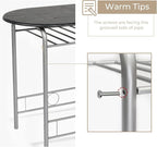 VINGLI 3 Piece Dining Set,Small Kitchen Table Set for 2,Breakfast Table Set,Kitchen Wooden Table and 2 Chairs for Small Space/Dining Room/Apartment,Metal Frame,Wine Rack,Sliver&Black