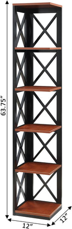 Convenience Concepts Oxford 5 Tier Corner Bookcase, Cherry / Black
