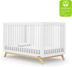 dadada Baby Soho 3-in-1 Convertible Crib – Made in Italy, GREENGUARD Gold, Adjustable Mattress Height, Solid Beechwood – Baby-Safe Finish, Modern Design 53.15 x 29.95 x 36.7 in (White + Natural)