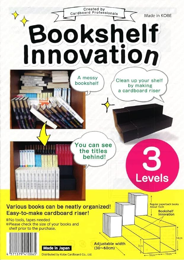 Bookshelf Innovation Made in Japan, Manga organizing kit (3Levels, Black)