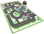 kid rug carpet playmat for toy cars and trains,road traffic kids play area rug,city Life town play Mat for Playroom Bedroom Boys,Children's Educational Fun Throw Rug with Rubber Backing 63X91IN
