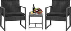 FDW Wicker Patio Chairs Rattan Bistro Set Outdoor Furniture for Backyard Porch Poolside Lawn, Cushion, Black and Black