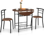 VINGLI 31.5" Drop Leaf Dining Table Set for 2, 3 Pieces Dining Table with Chair for Small Space, Small Kitchen Extendable Folding Dining Table for Dining Room，Home, Apartment, Saving Places, Walnut
