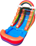 Inflatable Water Slides for Kids - Backyard Inflatable Water Slides with Splash Pool - Rainbow Cloud Slide Complete with Blower, and Stakes - 21' x 9' - 12' Tall Slide