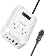 200W Car Power Inverter DC 12V to 110V AC Inverter with PD 65W/30W USB C & 2 QC 18W USB Ports & 2 AC Outlets,Car Pluɡ Adapter Outlet for Laptop/Phone/Road Trip