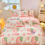 MorroMorn Twin Duvet Cover Set, Pink Strawberry Cute Bedding Sets, Fluffy Comforter Covers Lightweight Blanket Ultra Soft Kawaii for Girls Kids Toddler Teen Women Twin/Twin XL Size