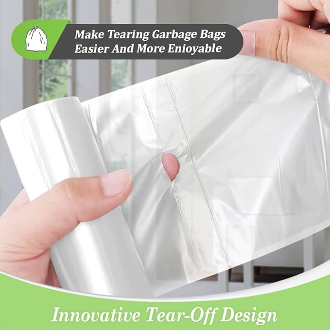 Teivio 1 Gallon 300 Counts Strong Clear Trash Bags Garbage Bags,Mini Waste Basket Liners,Tiny Bathroom Trash Can Bin Liners,Small Plastic Bags for Home Office Kitchen Car Bedroom Dog waste Baby Diaper