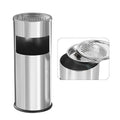 Trash Can Outdoor Waste Container Round Stainless Steel Trash Can with Removable Inner Bucket for Disposal Commercial Waste Container 9.8‘’ x 24‘’- Silver