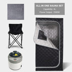 Smartmak Portable Home Steam Sauna, Full Size Personal Sauna Spa Box, Single Saunas Tent with Steamer, 4L 1500W Steam Generator 99 Min Timer, Remote Control, Upgraded Foldable Chair, Mat, Grey Border