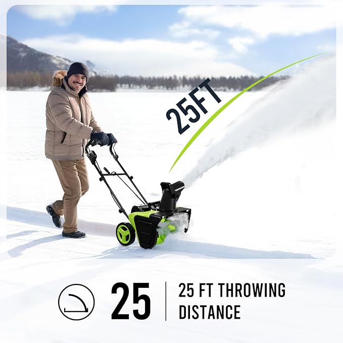 2 x 20V STEELITE Cordless Snow Blower, 20-Inch Snow Thrower Includes 2 x 4.0Ah Batteries & Charger, Ideal for Walkways and Driveways, Brushless Motor