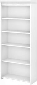 Bush Furniture Fairview Tall 5 Shelf Bookcase in Pure White and Shiplap Gray