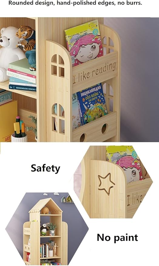 Heehee Rotating Bookshelf 360 Display Floor Standing Bookcase Storage Rack for Kids Children's bookshelf, Book Display Stand, Wood Book Shelf Organizer for Kids, Storage Book Display Case Bookrack
