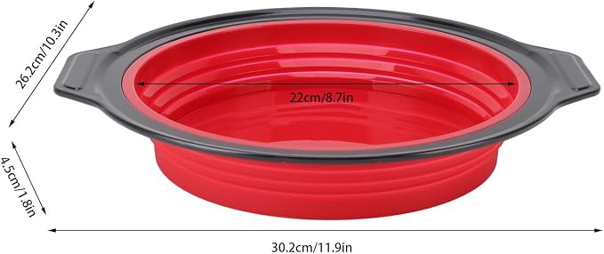 Cake Baking Pan, Silicone Cake Pan Foldable Press Type Quick Release Round Baking Pan for Layer Cake Cheese Cake Chiffon Cake (Red)
