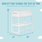 Arlo Changing Table in White, Made of Solid New Zealand Pinewood, Non-Toxic Finish, Comes with Water Resistant Mattress Pad & Safety Strap
