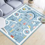 Kids Rug Play Mat, Car Rug, Hopscotch Rug, Hopscotch Mat for Kids, Can Be Used to Play with Cars Kids Carpet Play Mat,(Blue,160×230cm/63×91IN)