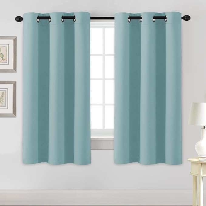 H.VERSAILTEX Blackout Curtains for Bedroom Thermal Insulated Room Darkening Living Room Curtains 63 Inch Long Grommet Privacy Protection Window Curtain Panels/Drapes, 2 Panels, Mineral Blue