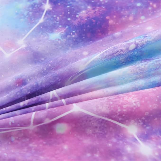 Holawakaka Tie Dye Constellation Print Ombre Comforter Set Full Size Girls Boys Gradient Galaxy Bedding Set (Purple,Full)